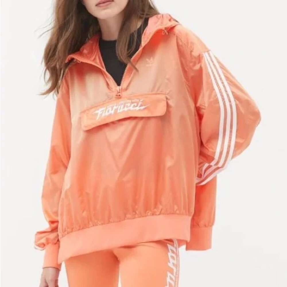 adidas Originals x Fiorucci three stripe hoodie in orange & white